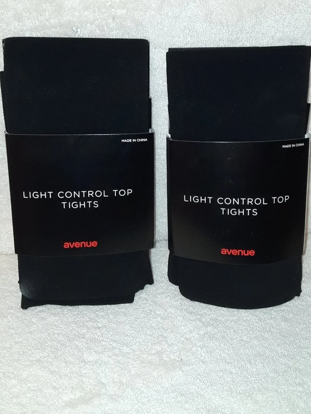 Lot of 2: Black Tights Light Control Top, Avenue, Size EE, New, Nylon/Spandex
